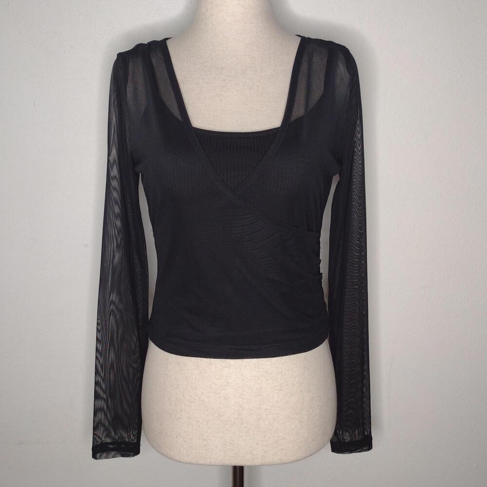 NWT Ultra Flirt Women's Black/Mesh Top Size Large